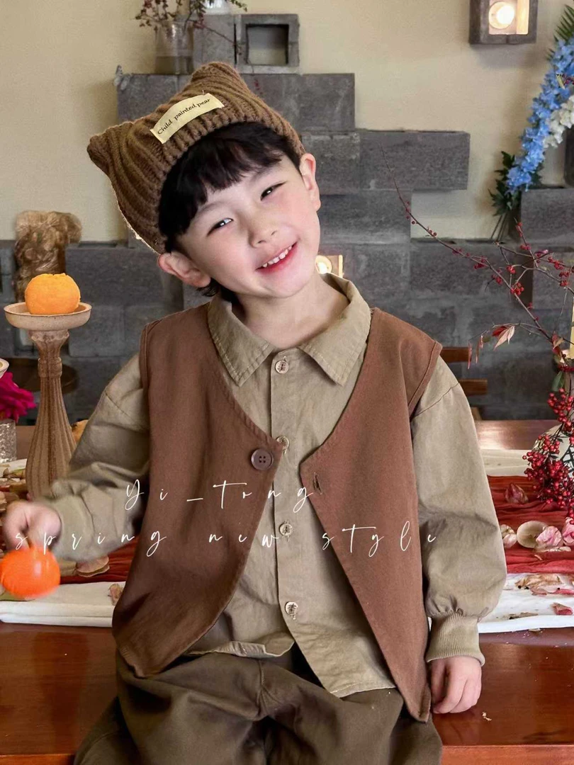 2025秋季新品韩版男童中小童衬衫洋气潮流
