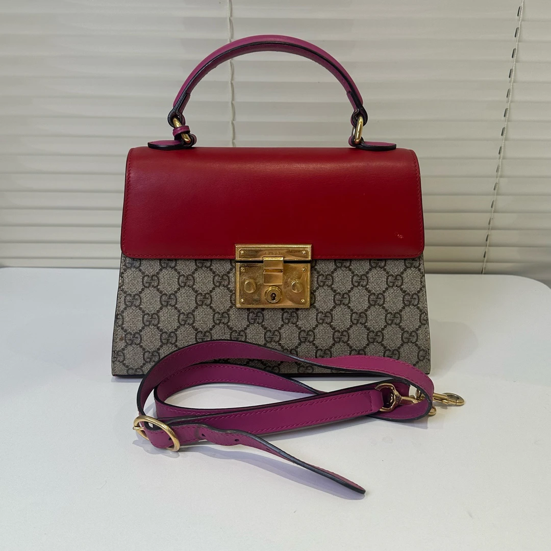 95新 GUCCI/古驰 GUCCI 古驰 padlock 老花拼色 月光宝盒 手提