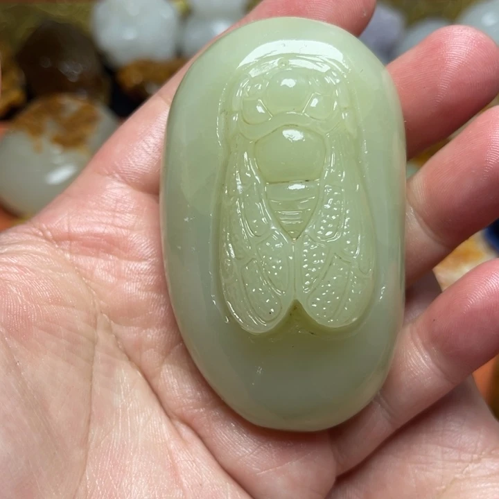 石材天然方解石手把件不退换