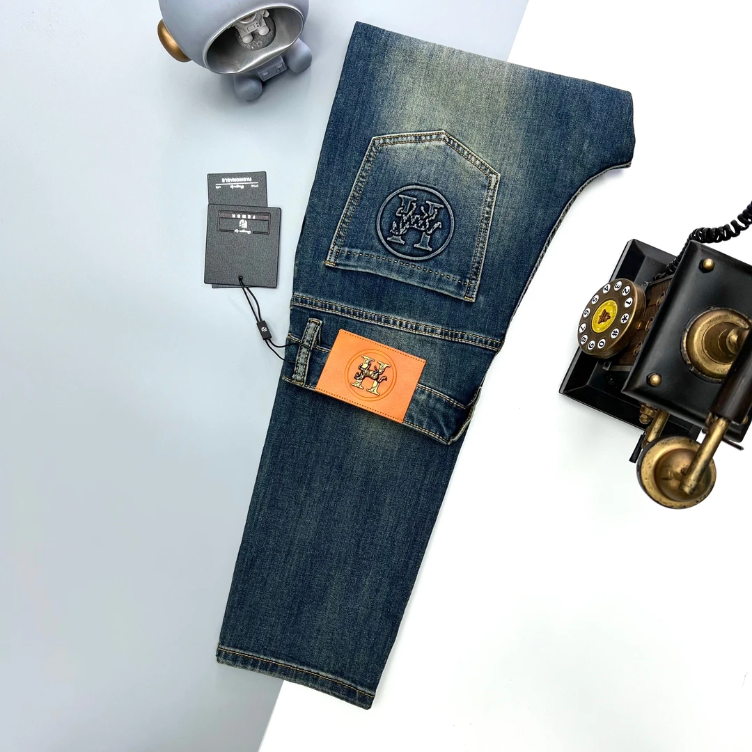 【23786-2】夏季新品男士轻奢弹力休闲水洗牛仔百搭修身小直筒长裤