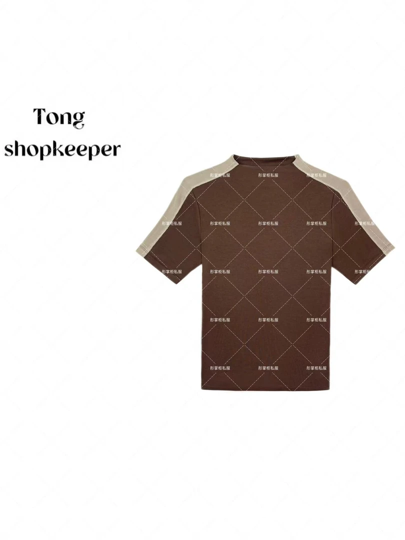 QJ/彤掌柜1682376 早秋25掌柜经典拼接羊毛天丝优雅气质显瘦上衣