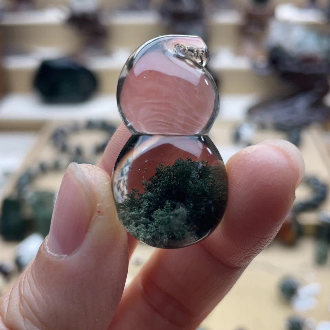 水晶未镶嵌颈饰绿幽灵聚宝盆葫芦