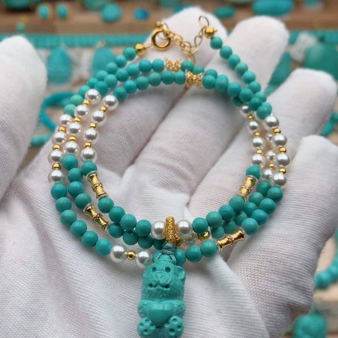 绿松石未镶嵌珠宝奇石3.8mm