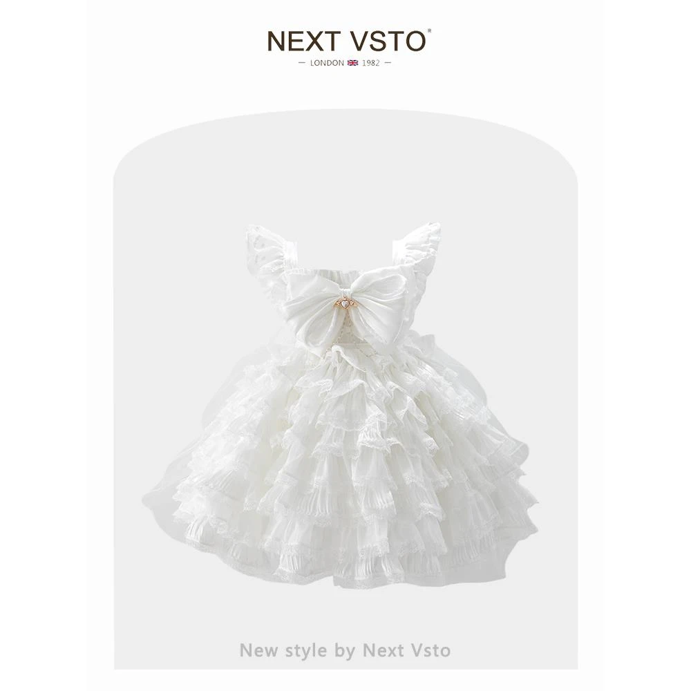 英国NEXT VSTO女童花嫁公主裙夏季洋气儿童吊带洛丽塔礼服蛋糕裙