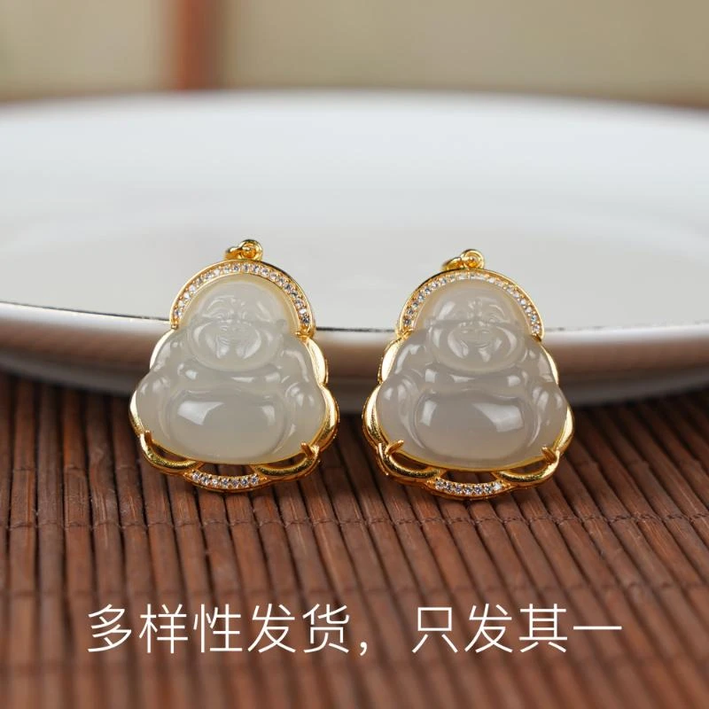 【孤品完好无损清】和田玉藕粉佛公吊坠（多样性发货，发一件）