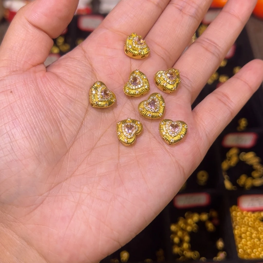 合金拉丝爱心粉色1个