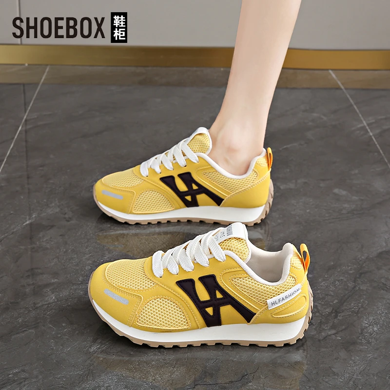 SHOEBOX鞋柜德训鞋女款爆款2025新款秋季透气软底减震运动网鞋