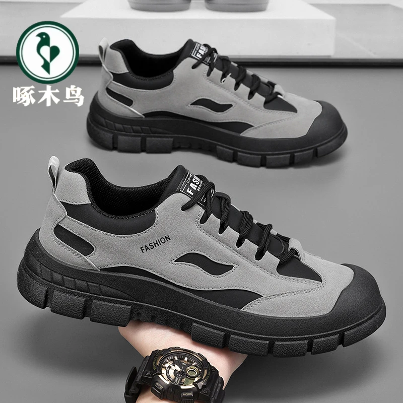 【正品】啄木鸟新款男鞋秋冬2025透气防滑工装鞋男士运动休闲劳保鞋