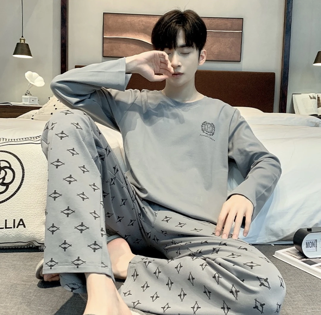 HMF227619 男士德绒秋冬高品质家居服 长袖长裤休闲加绒保暖