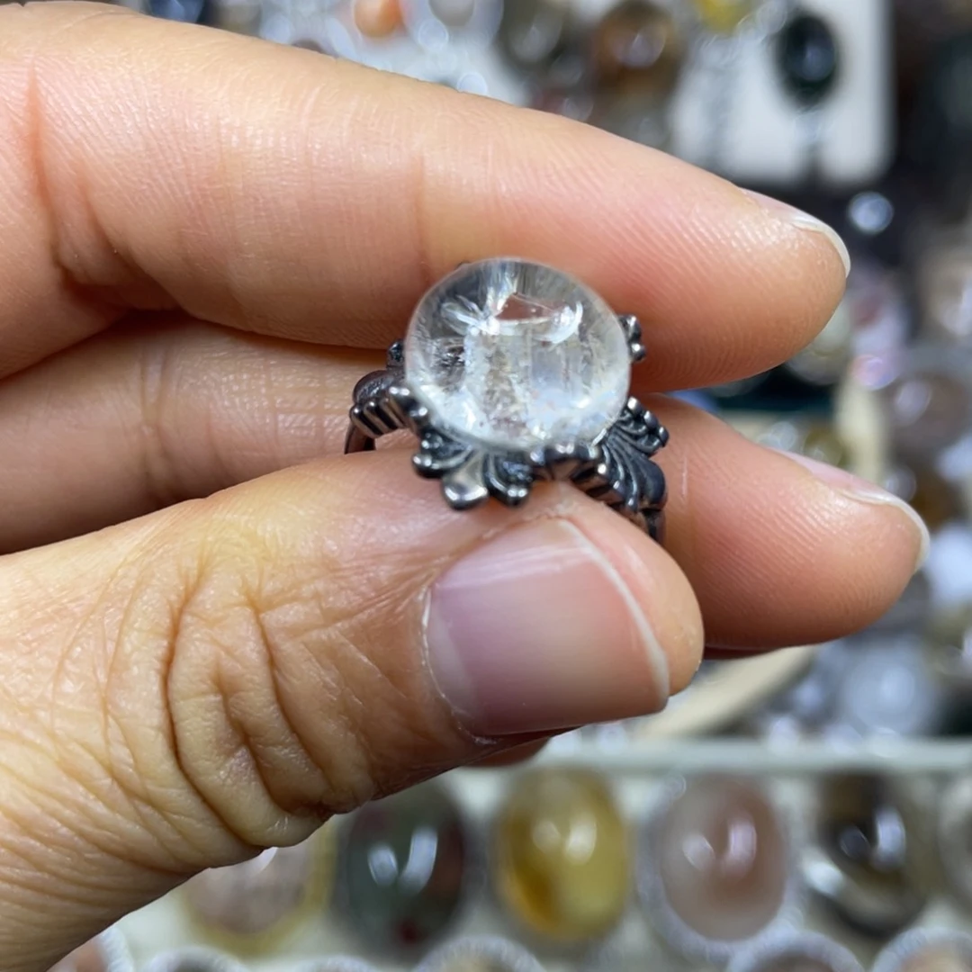 【闪购商品】银S925镶嵌珠宝半成品水晶戒指