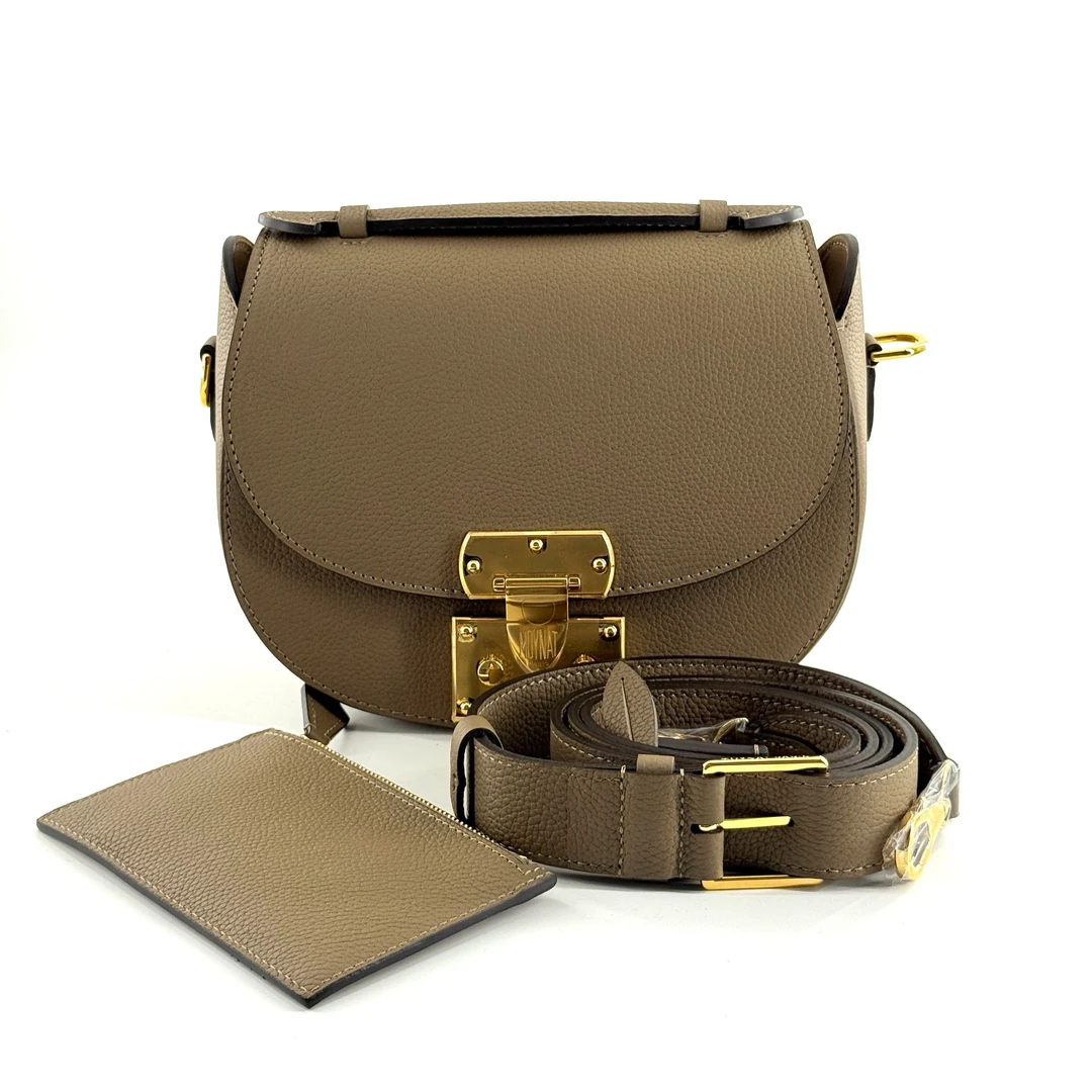 未使用 MOYNAT/摩奈 Moynat莫奈 大象灰金扣马鞍包