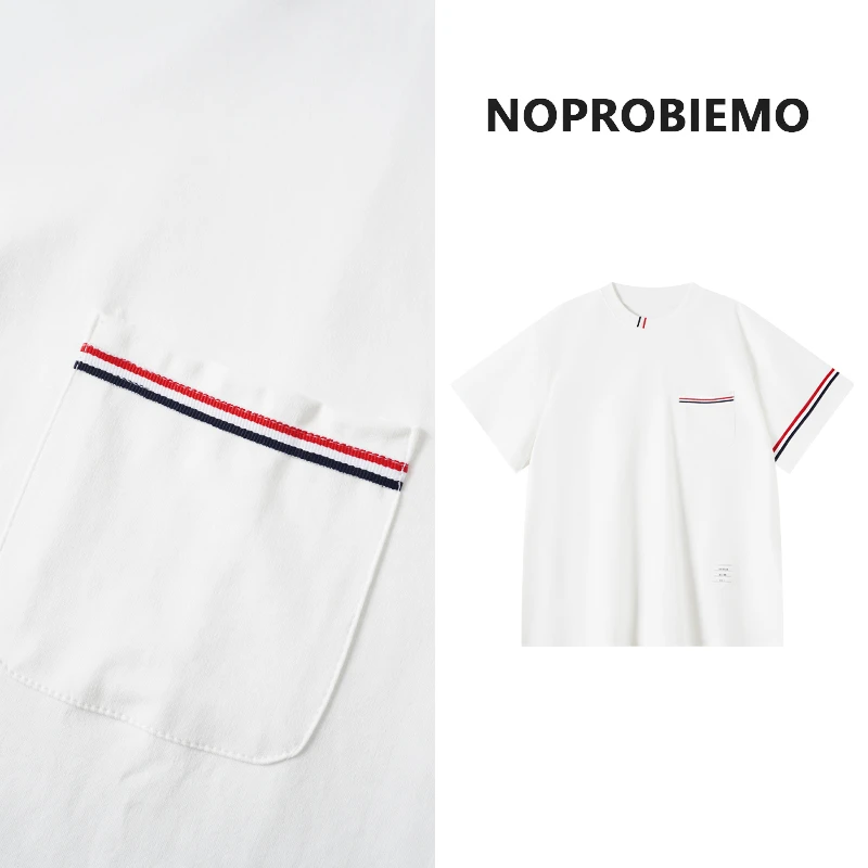 NOPROBIEMO 2025新品高品轻奢重磅刺绣织带男女同款T恤016