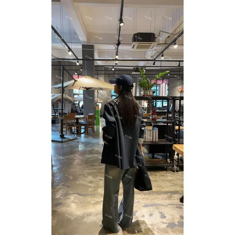 朵儿定制 【睿影】休闲风V领时尚中长款西服无领西装 KB18