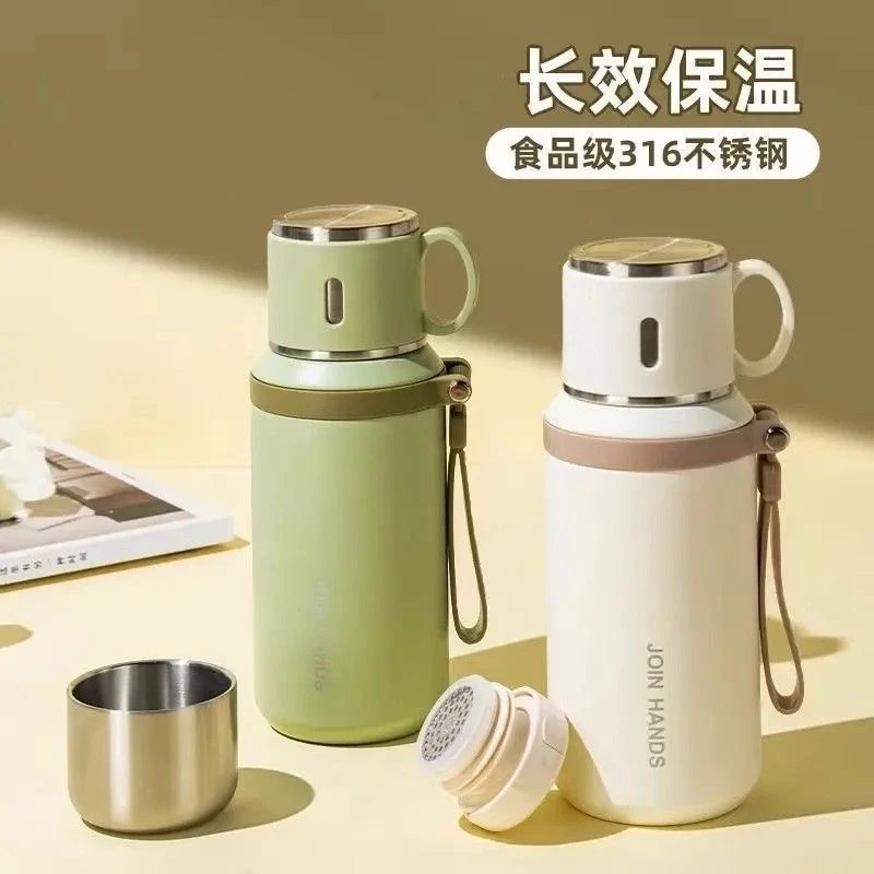316不锈钢保温杯女生2025新款高颜值带盖泡茶水杯子学生上学专用J