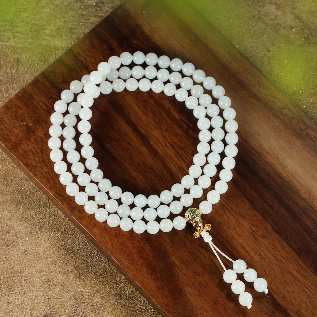 藏品级/18k金和田玉108珠串