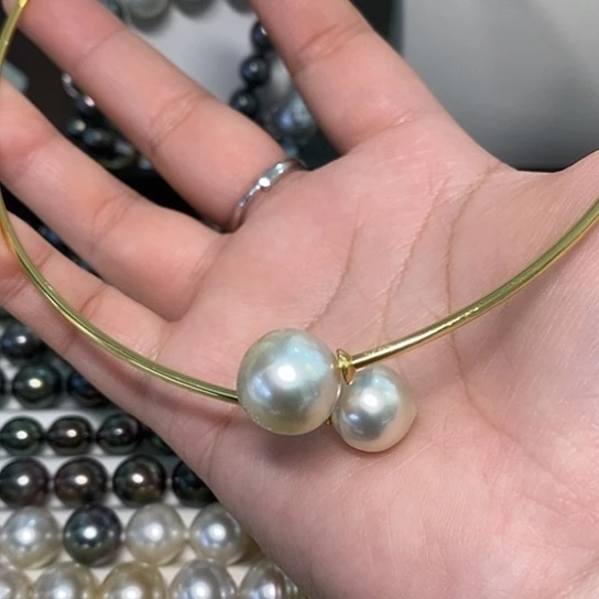 海水珍珠颈饰银S925镶嵌12-14