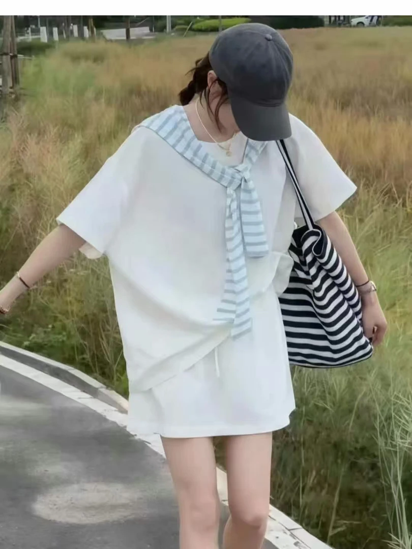 休闲风极简风时尚棉麻三件套装