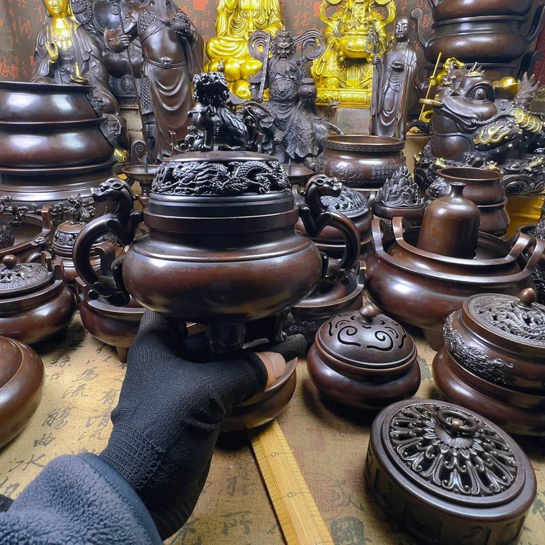 生***识9公分口径帝王炉熏香炉海棠炉博山炉聚宝盆铜香炉