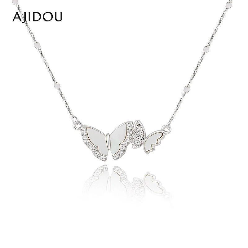 AJIDOU阿吉豆项链女款贝壳锆石蝴蝶吊坠【YFX】