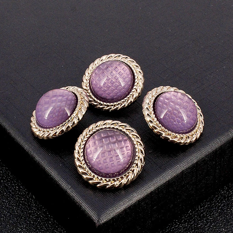 高档小香风金属纽扣紫色圆形手缝扣子针织开衫毛衣外套纽扣扣子