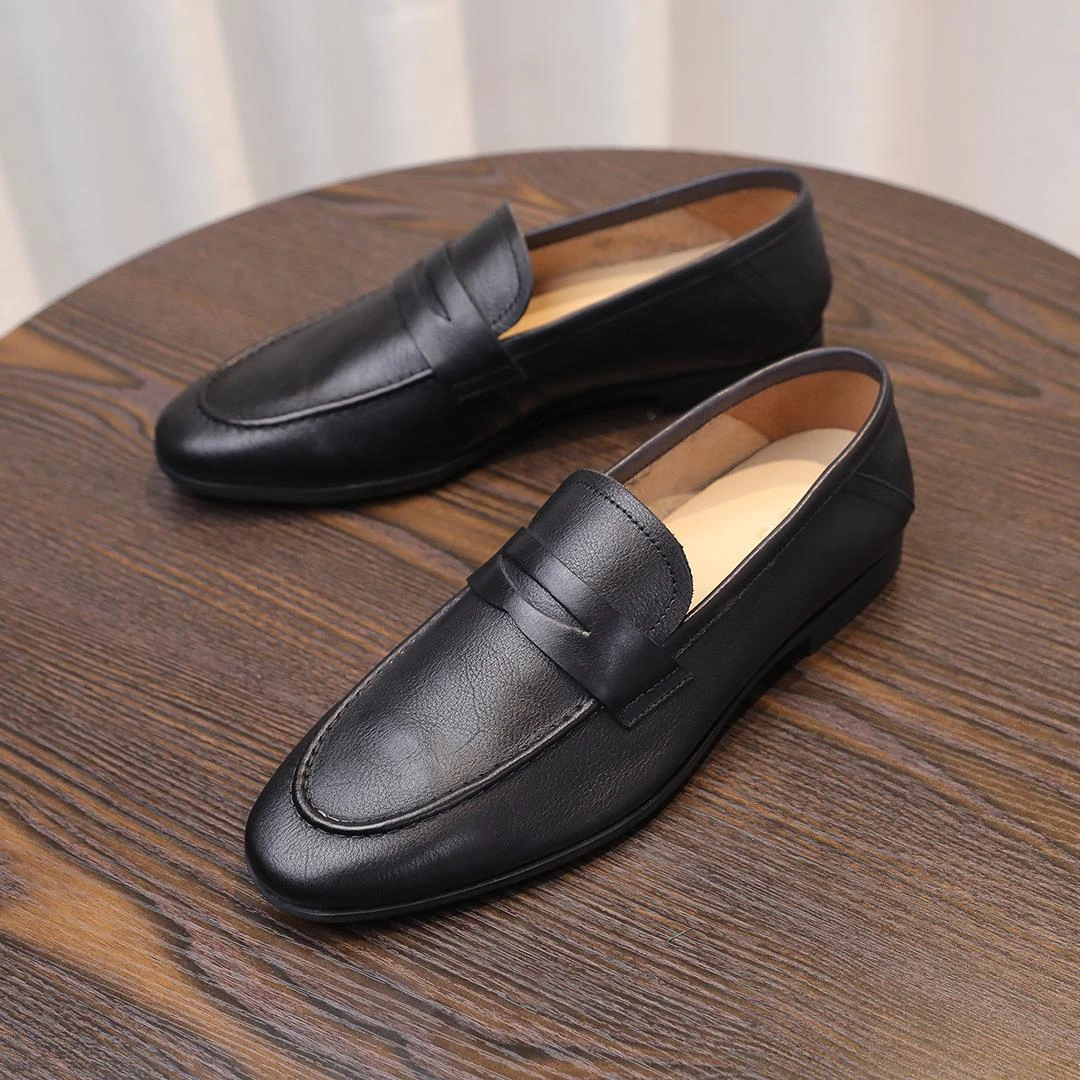 男鞋乐福鞋便士一脚蹬软皮商务休闲皮鞋男豆豆鞋夏季