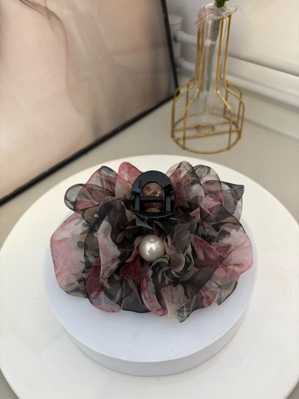 原创设计泡泡碎花抓夹后脑勺发夹时尚鲨鱼夹