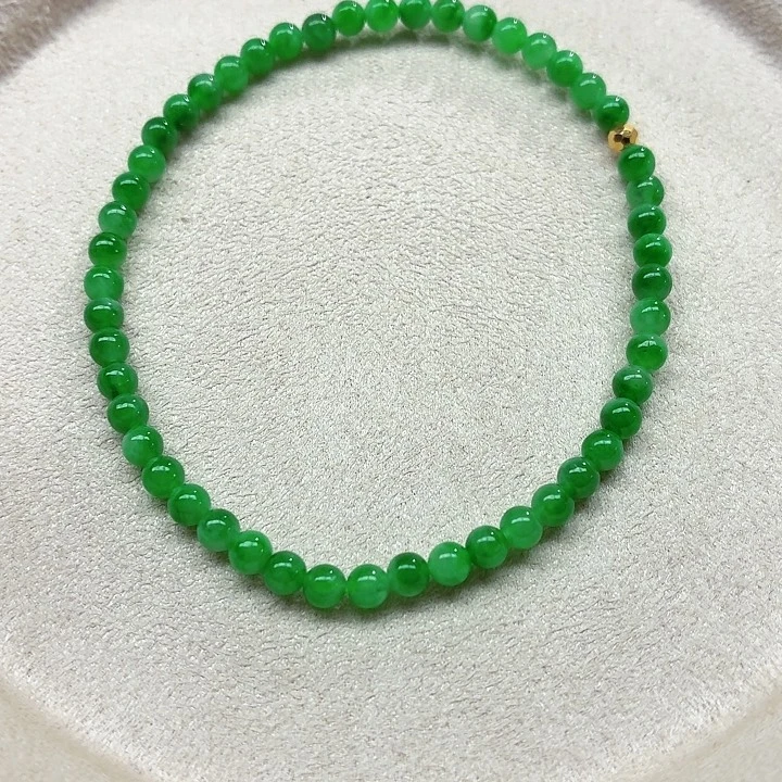 翡翠18K金镶嵌手链天然缅甸翡翠A货 卡3.6