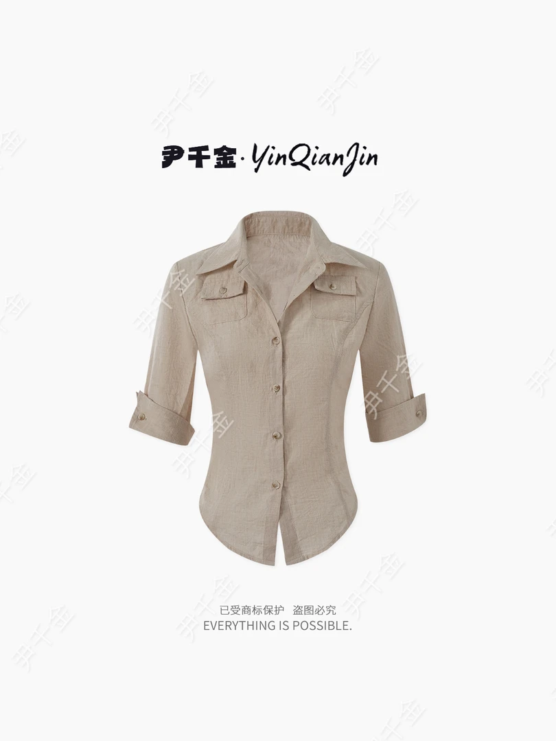 尹千金J【古早高智感】腔调lady姐系定制中袖系带收腰衬衣C257194