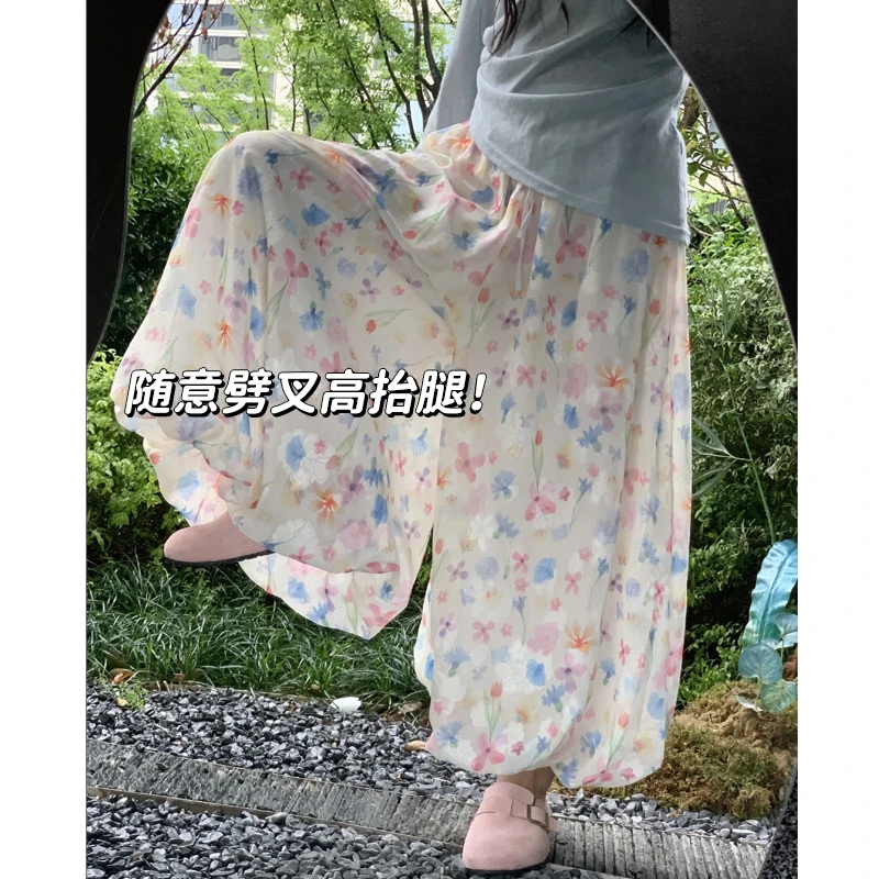 【2025夏季新款】小个子彩色碎花花苞阔腿裙裤子女显瘦遮胯不挑身材