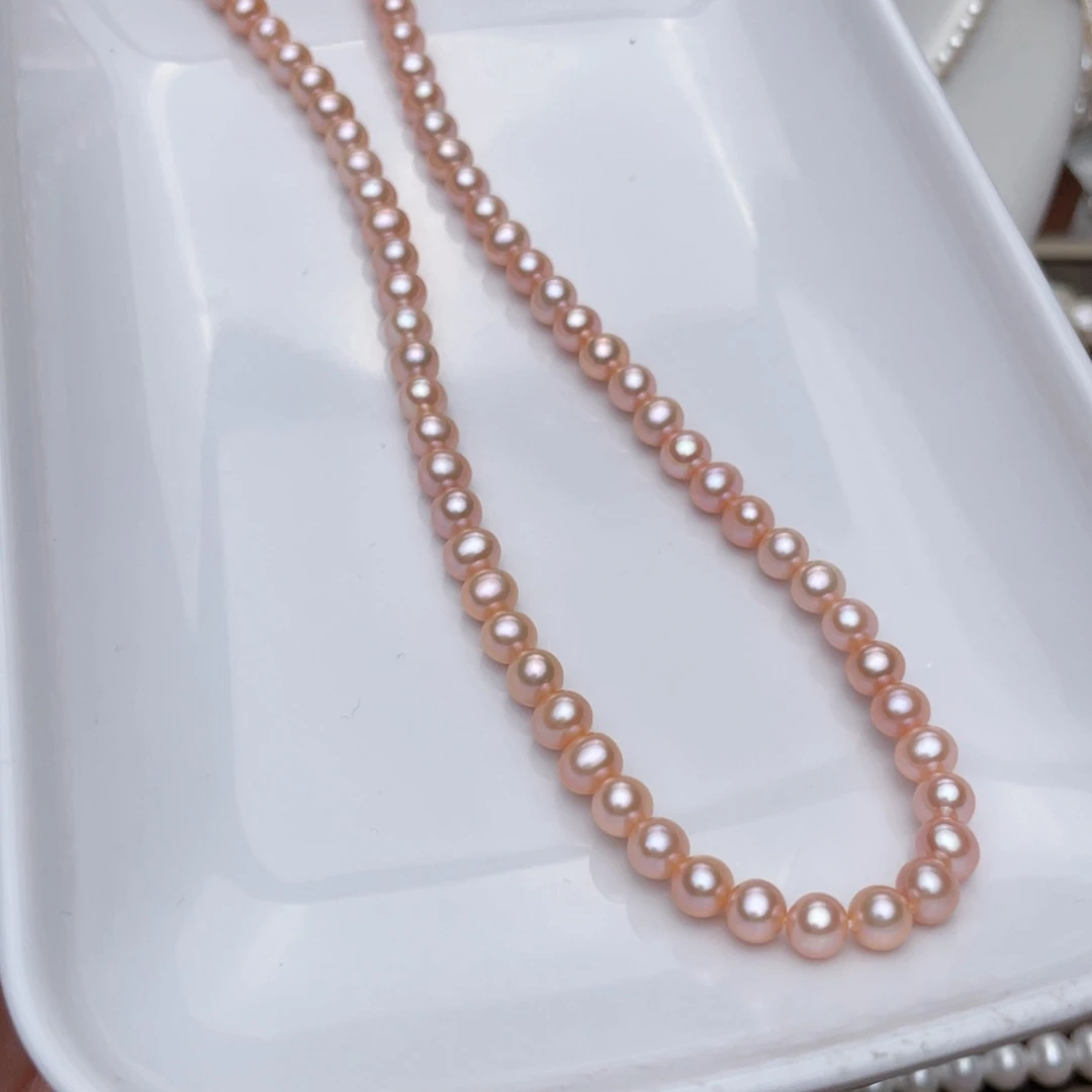 淡水珍珠项链银S925镶嵌5-6mm