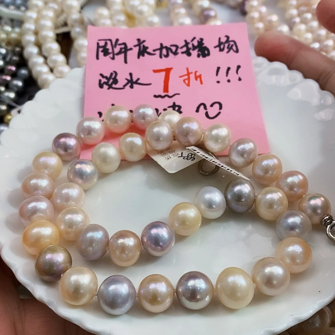 银S925镶嵌周年庆特价淡水老蚌精糖果珍珠项链淡水珍珠