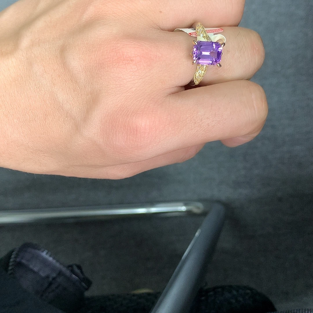 银S925镀金镶嵌戒指水晶