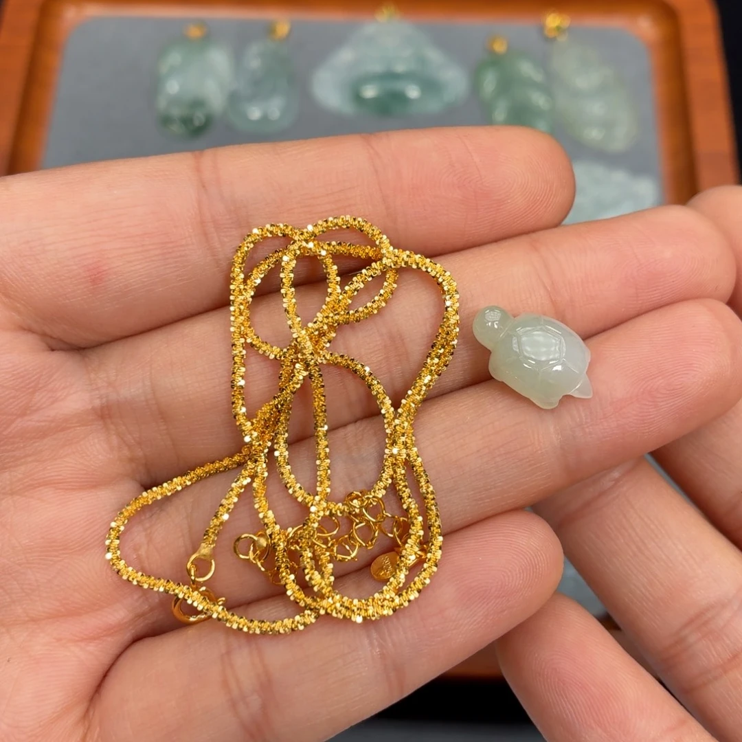 翡翠银S925镶嵌颈饰很闪链子