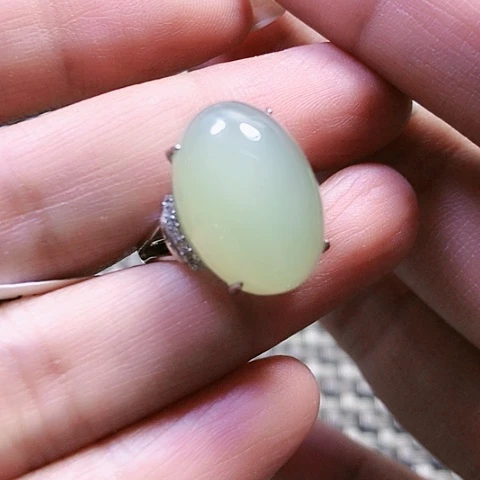 和田玉戒指银S925镶嵌