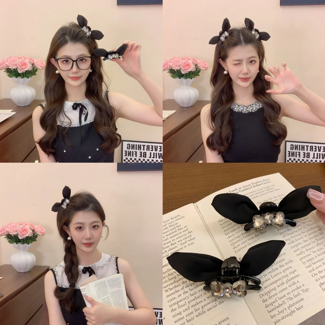 在逃公主~兔耳爱心小抓夹女甜美公主头发夹侧边刘海夹子半扎发卡