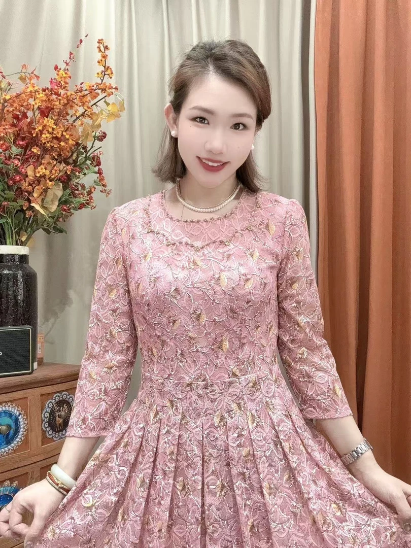 S 1385#新春烂漫减龄气质妈妈装连衣裙 老板娘自留款