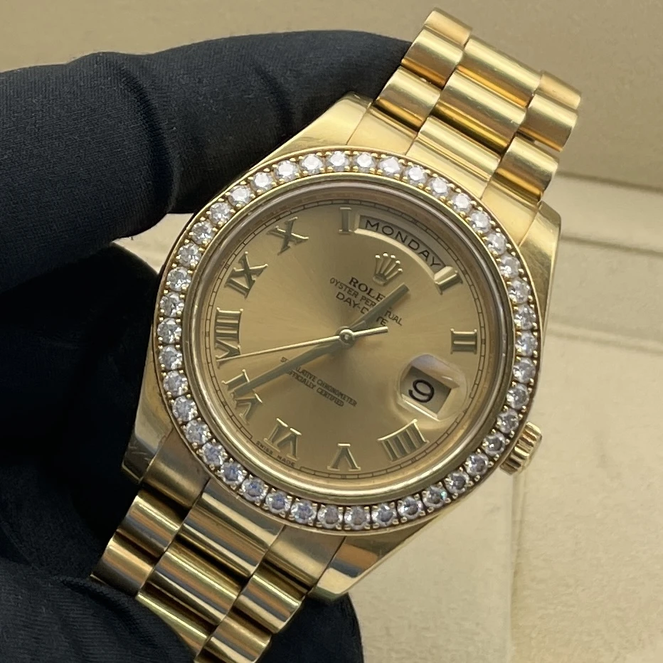 95新 Rolex/劳力士 星期日历218348/外圈原钻/单表乱码/41表径