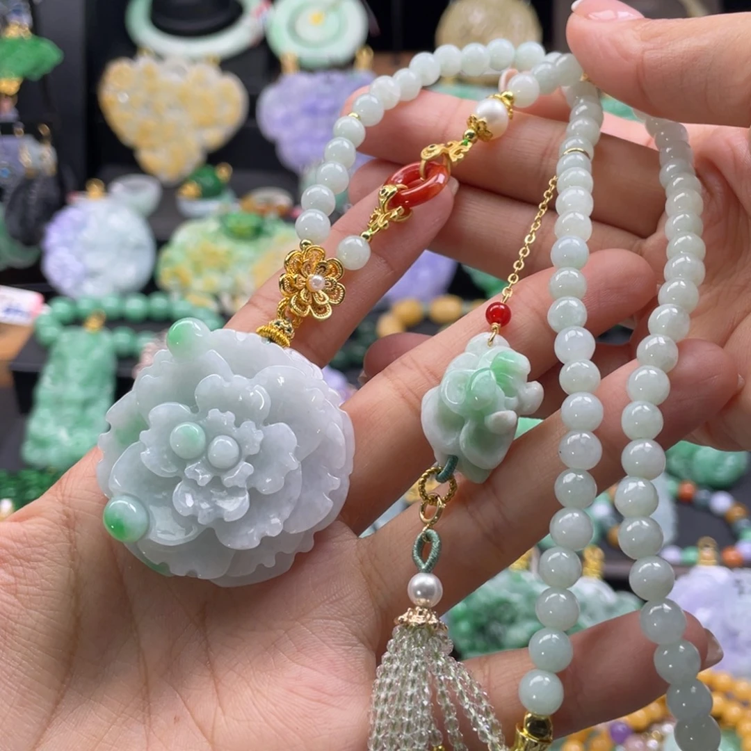 翡翠未镶嵌颈饰代编织