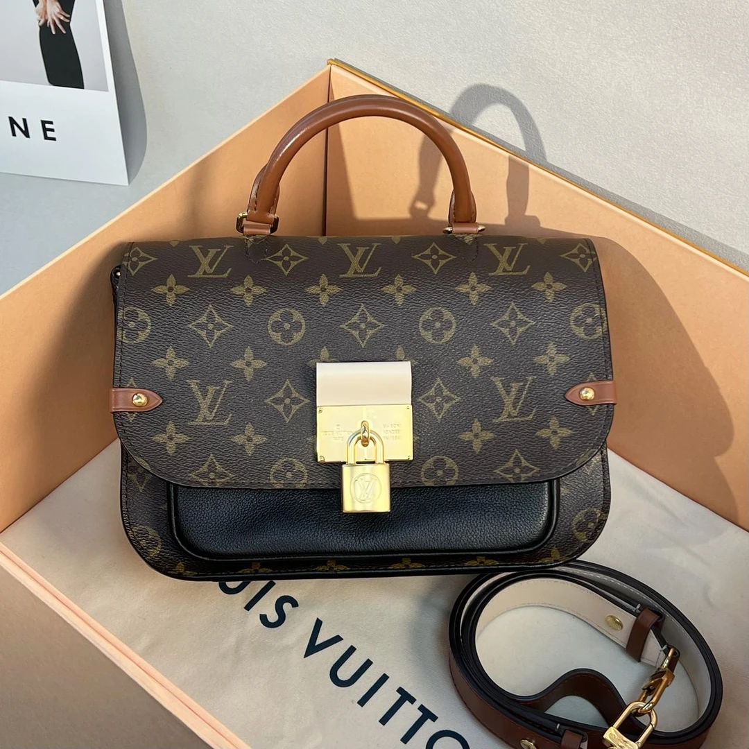 95新 LouisVuitton/路易威登 lv老花拼焦糖新款邮差0220 3682