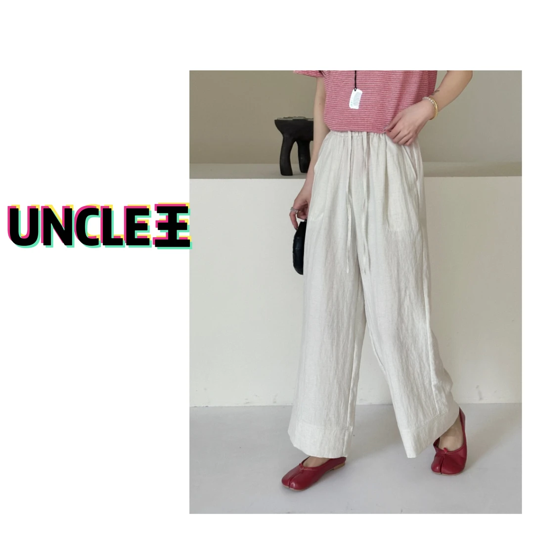 「莱赛尔+亚麻」没有传统亚麻缩水起皱的烦恼女士阔腿休闲裤1057