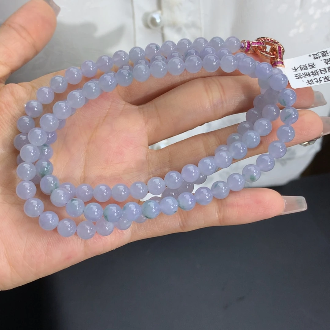 未镶嵌手串翡翠卡6冰胶紫飘花项链