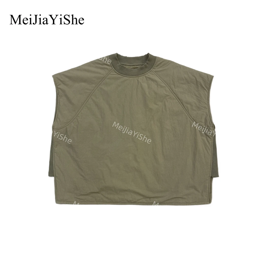 梅家2025秋冬新款日系简约侧开衩套头棉马甲