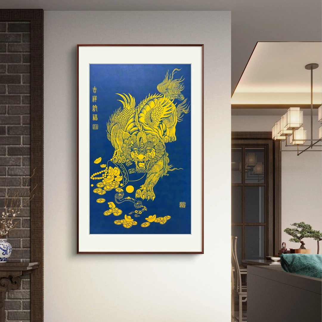 貔貅手工拓片瑞兽家居装饰玄关客厅