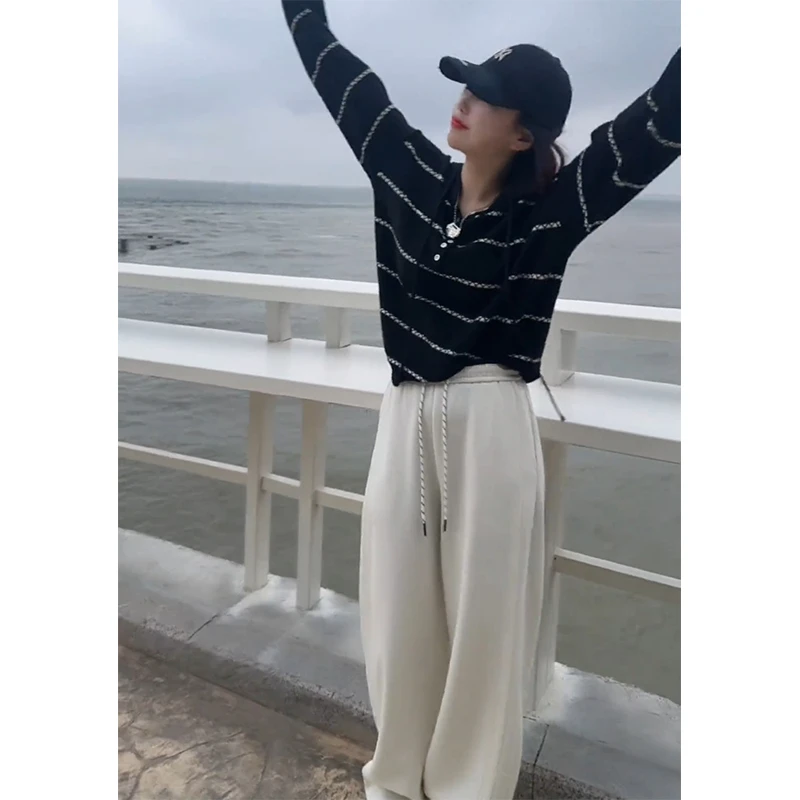 2025早秋季新款连帽百搭休闲长袖上衣韩版慵懒风显瘦直筒裤两件套
