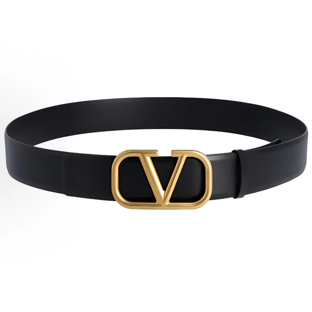 未使用 Valentino/华伦天奴 简约 时尚平滑扣 皮带 宽4cm