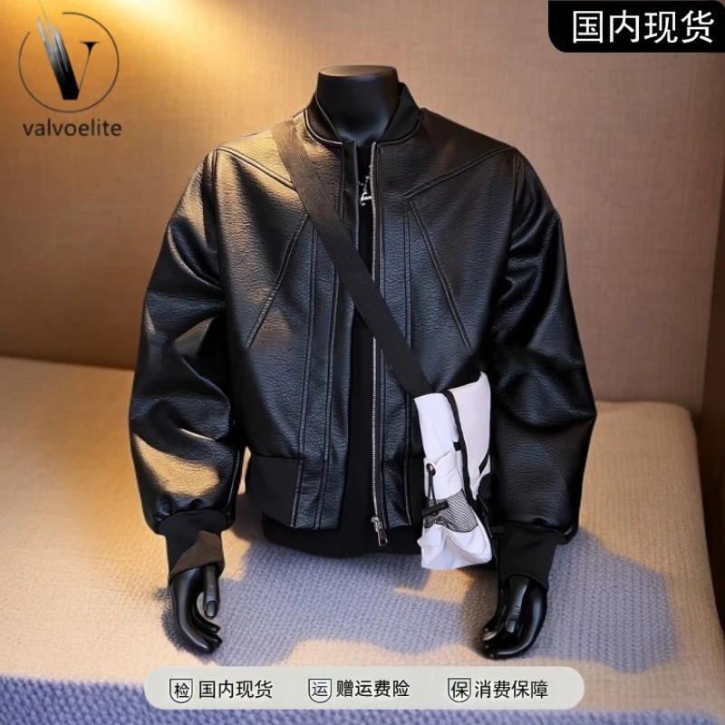 皮衣外套男设计款防风宽松型美式夹克秋季美式复古工装防风夹克