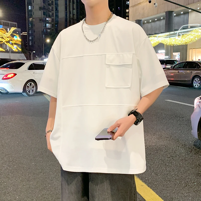 潮牌港风短袖T恤男夏季潮流宽松胖子大码男装上衣舒适透气体恤衫T