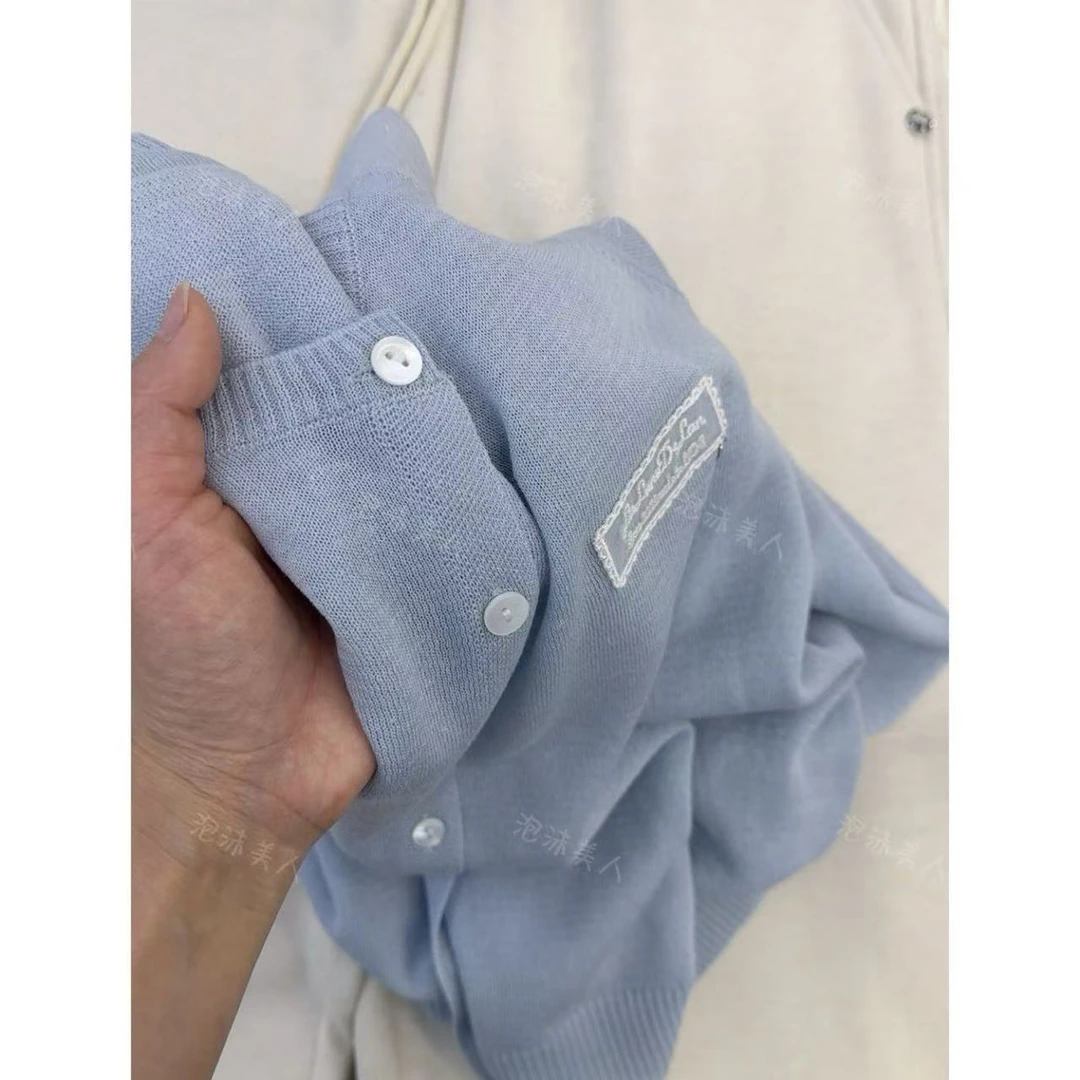 蕾丝冰川蓝」竹节麻轻薄气质长袖防晒针织开衫女 25春夏新款