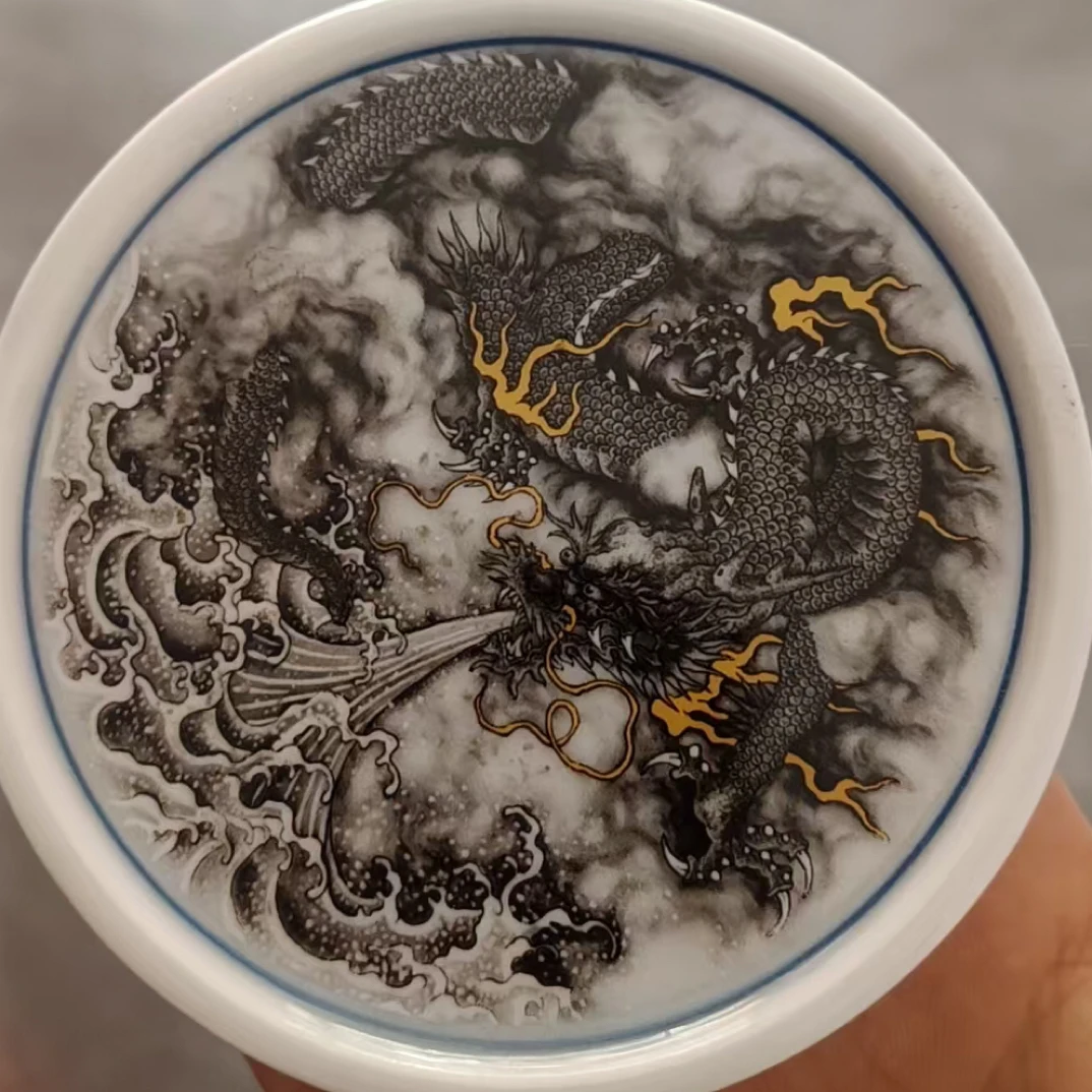 景德镇陶瓷墨龙盖置