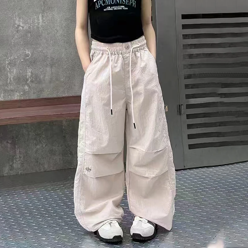 2025新品女童工装裤夏季长裤中大童休闲宽松轻薄透气裤子百搭洋气